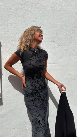 AVALON plomo, vestido largo