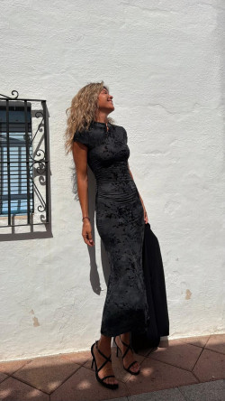 AVALON plomo, vestido largo