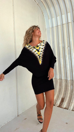 LIRIO vestido asimétrico amarillo tie