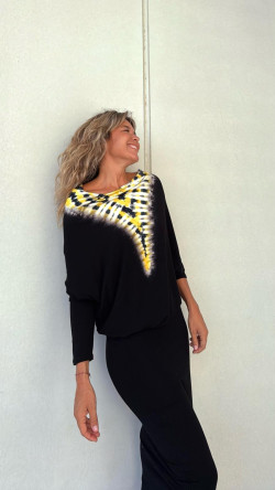 LIRIO vestido asimétrico amarillo tie