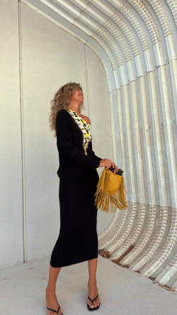 LIRIO vestido asimétrico amarillo tie
