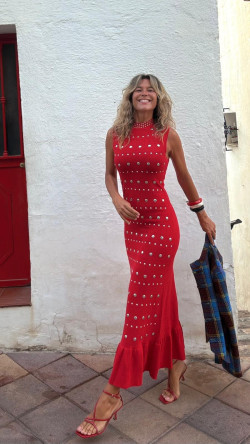TAO  vestido largo tachas