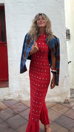TAO  vestido largo tachas