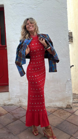 TAO  vestido largo tachas