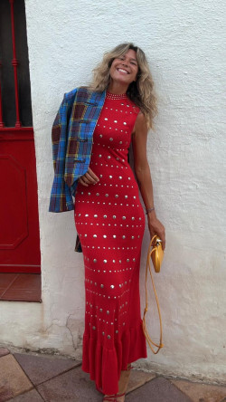 TAO  vestido largo tachas