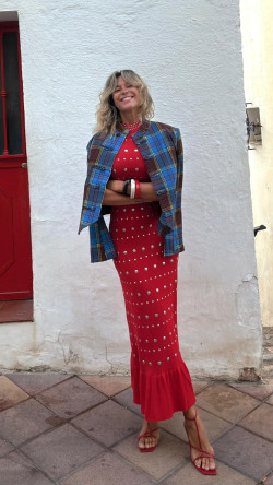 TAO  vestido largo tachas