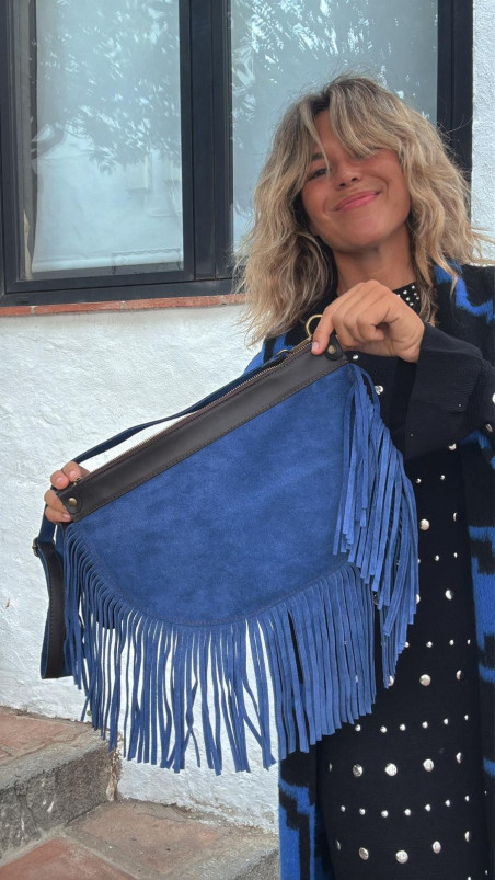 ESTELA, Azul Bolso Flecos