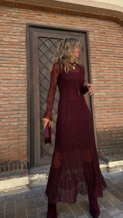 LYS vestido largo, burdeos