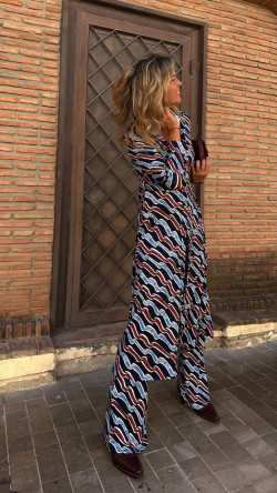 BOND pantalón elástico acampanado, marino