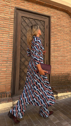BOND pantalón elástico acampanado, marino