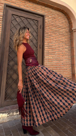 BAILEN falda larga, camel/marino