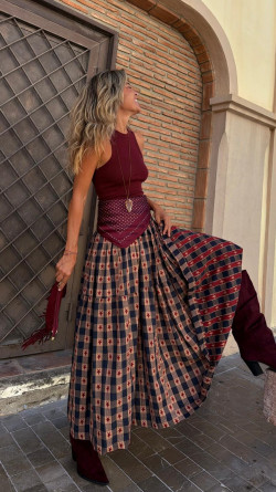 BAILEN falda larga, camel/marino
