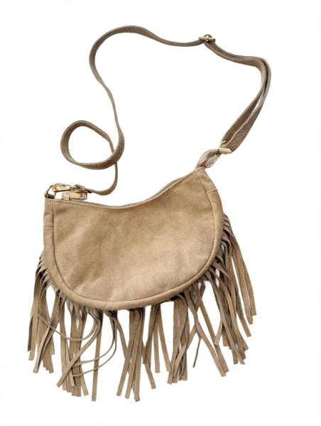 MALU beige, bandolera flecos