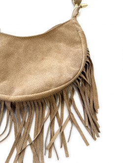 MALU beige, bandolera flecos