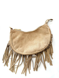 MALU beige, bandolera flecos