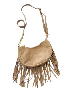 MALU beige, bandolera flecos