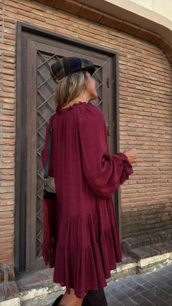 GANTES vestido corto, vino tinto