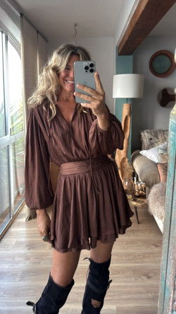 ROMANT vestido corto, marrón