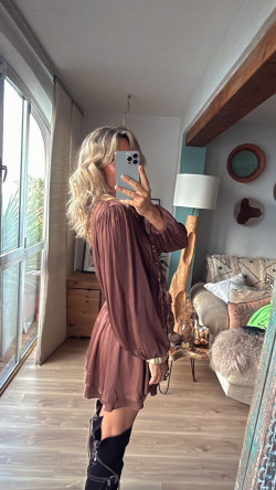 ROMANT vestido corto, marrón