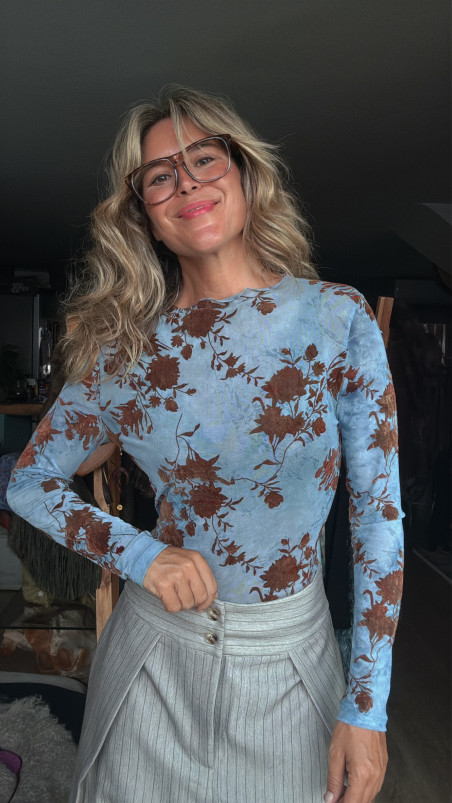 MARTINA, Azul Top Gasa