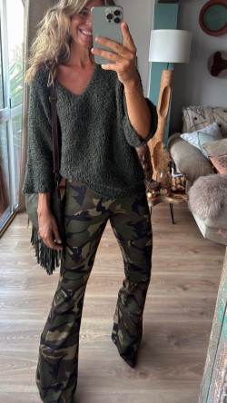 BOND camuflaje, pantalón elástico acampanado