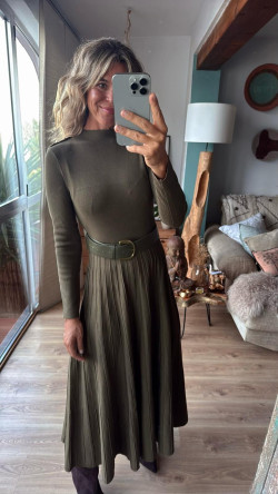 CRETA vestido largo punto, kaki