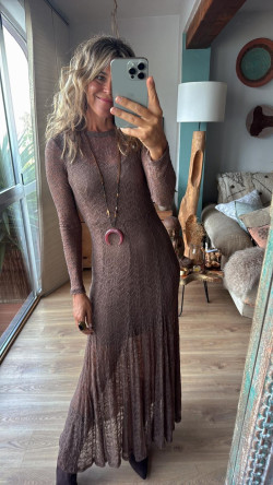 BELLAS vestido largo, marrón