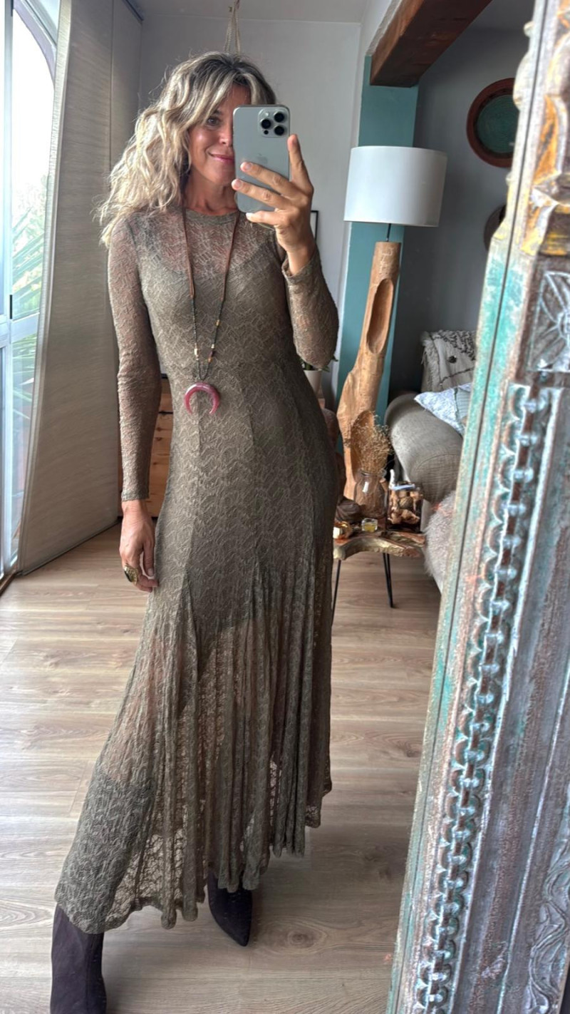 BELLAS vestido largo, kaki
