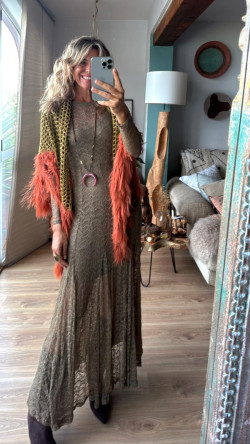 BELLAS vestido largo, kaki