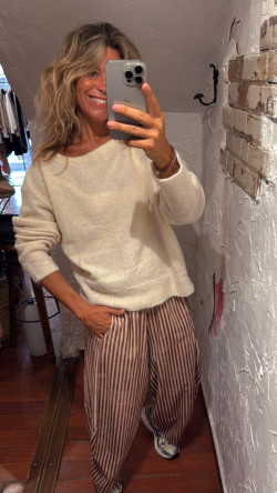 OTERO pantalón rayas, burdeos