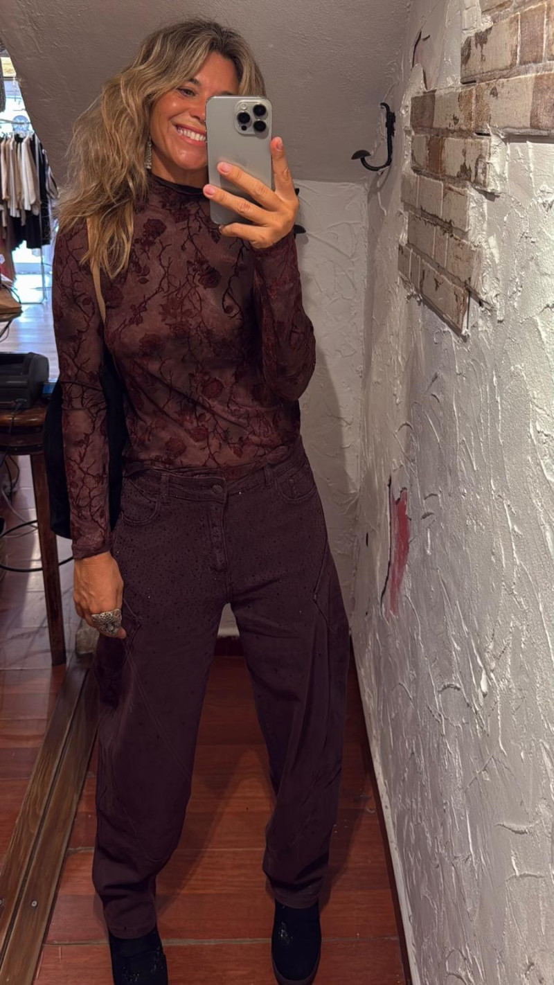 ZAFO marrón, pantalón strass
