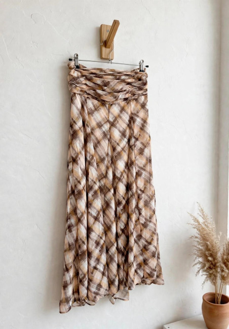 SUOS, falda cuadros camel